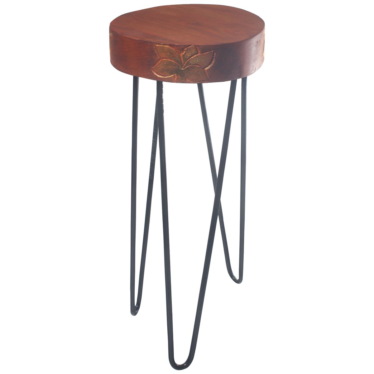 Albasia Wood Plant Stand – Terracotta & Black Detail