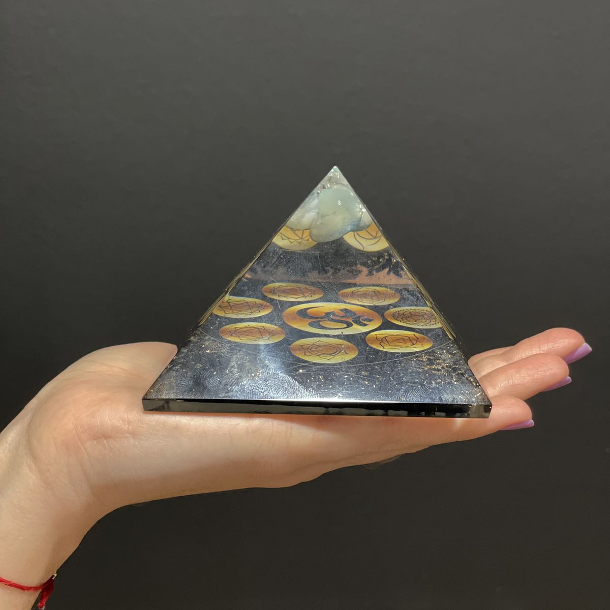 Orgonite Pyramid – Midnight Om Chakra, 90mm