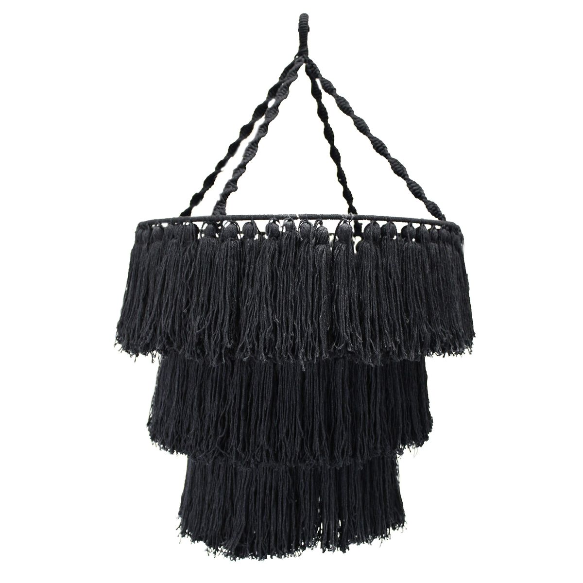 Macrame Soft Chandelier Shade – Black