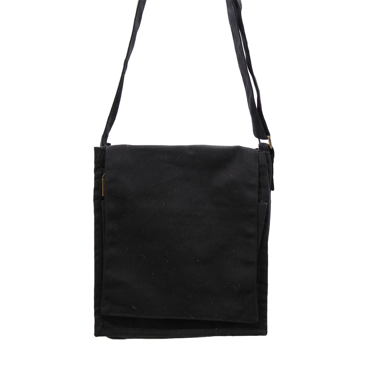 Cotton Canvas Messenger Bag – Black