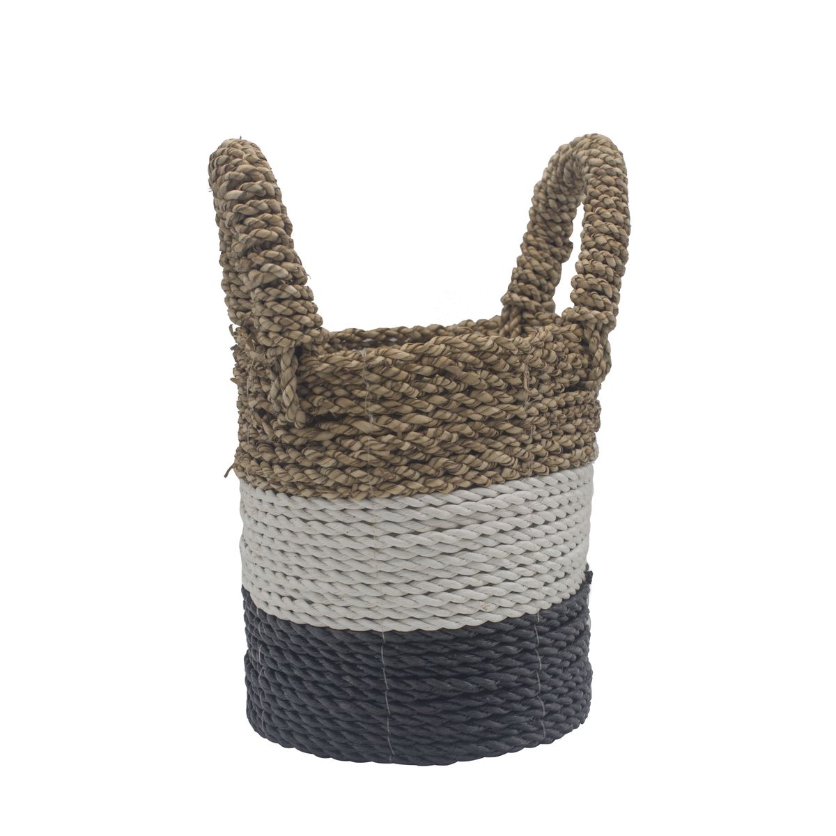 Seagrass Basket Set of 3 – Dark Grey, Natural & White