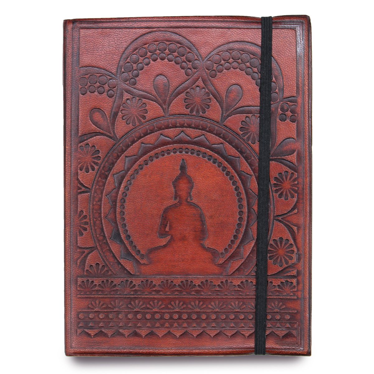 Small Leather Notebook with Strap – Tibetan Mandala