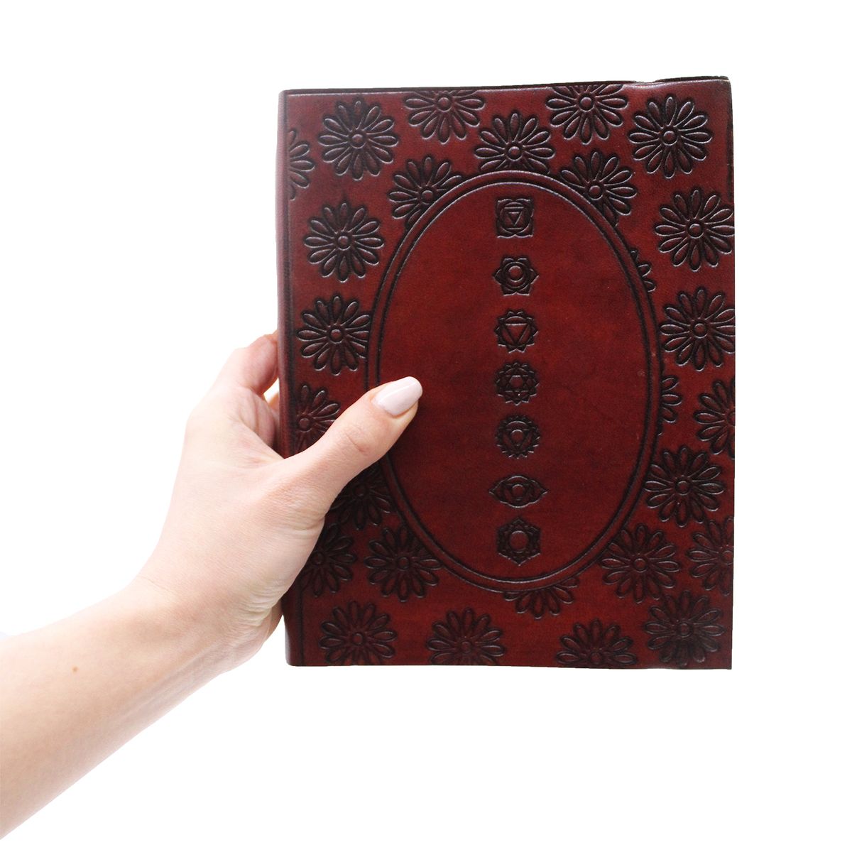 Leather Notebook with Strap – Tibetan Mandala, Medium