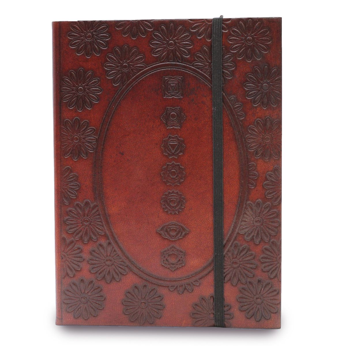 Small Leather Notebook with Strap – Chakra Mandala