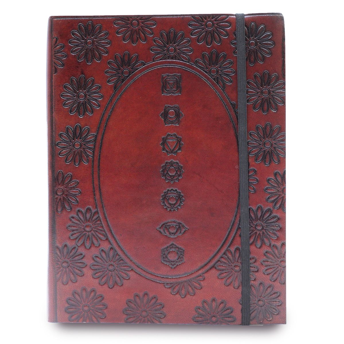 Leather Notebook with Strap – Chakra Mandala, Medium