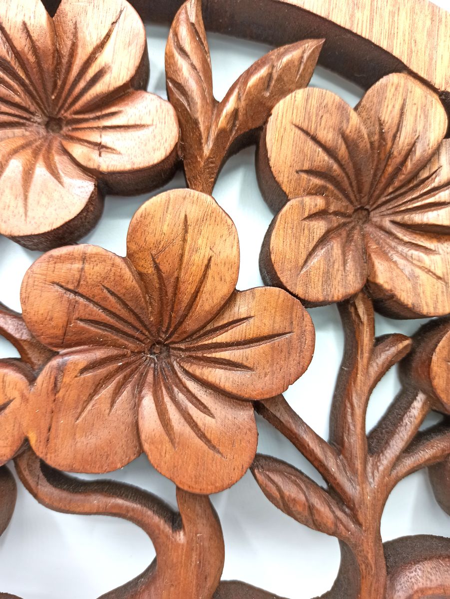 Tree of Life Frangipani Wooden Panel – 40cm
