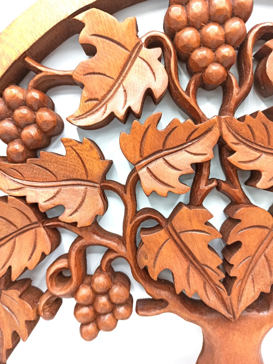 Tree of Life Grapes Wooden Panel – 40cm