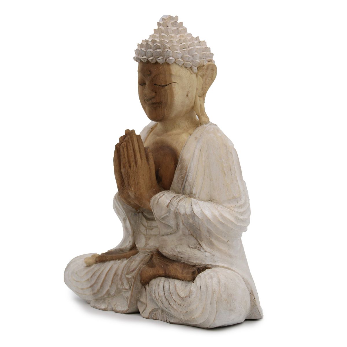 Welcome Buddha Statue – Whitewash, 30cm