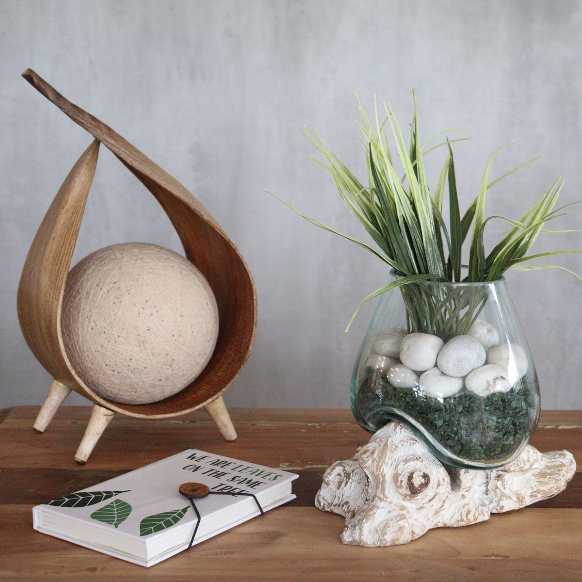 Molten Glass Bowl on Whitewash Wood – Small