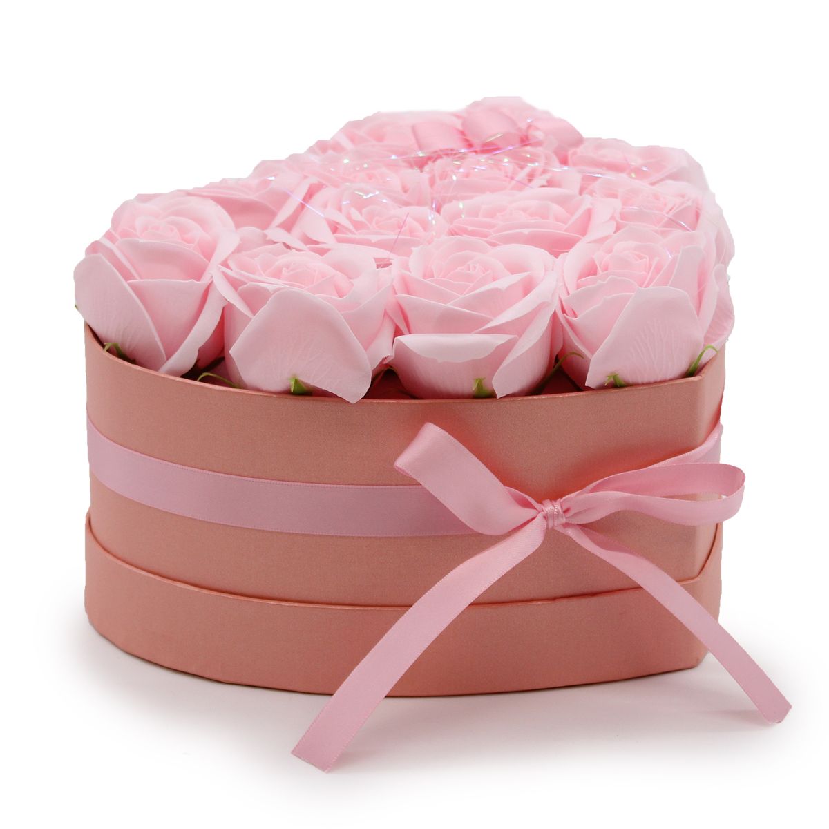 Soap Flower Gift Bouquet – 13 Pink Roses, Heart