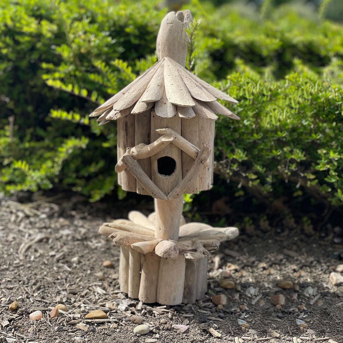 Driftwood Bird Box on Stand