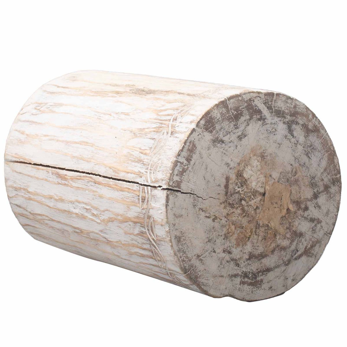 Tribal Albasia Wood Stool / Table – Whitewash