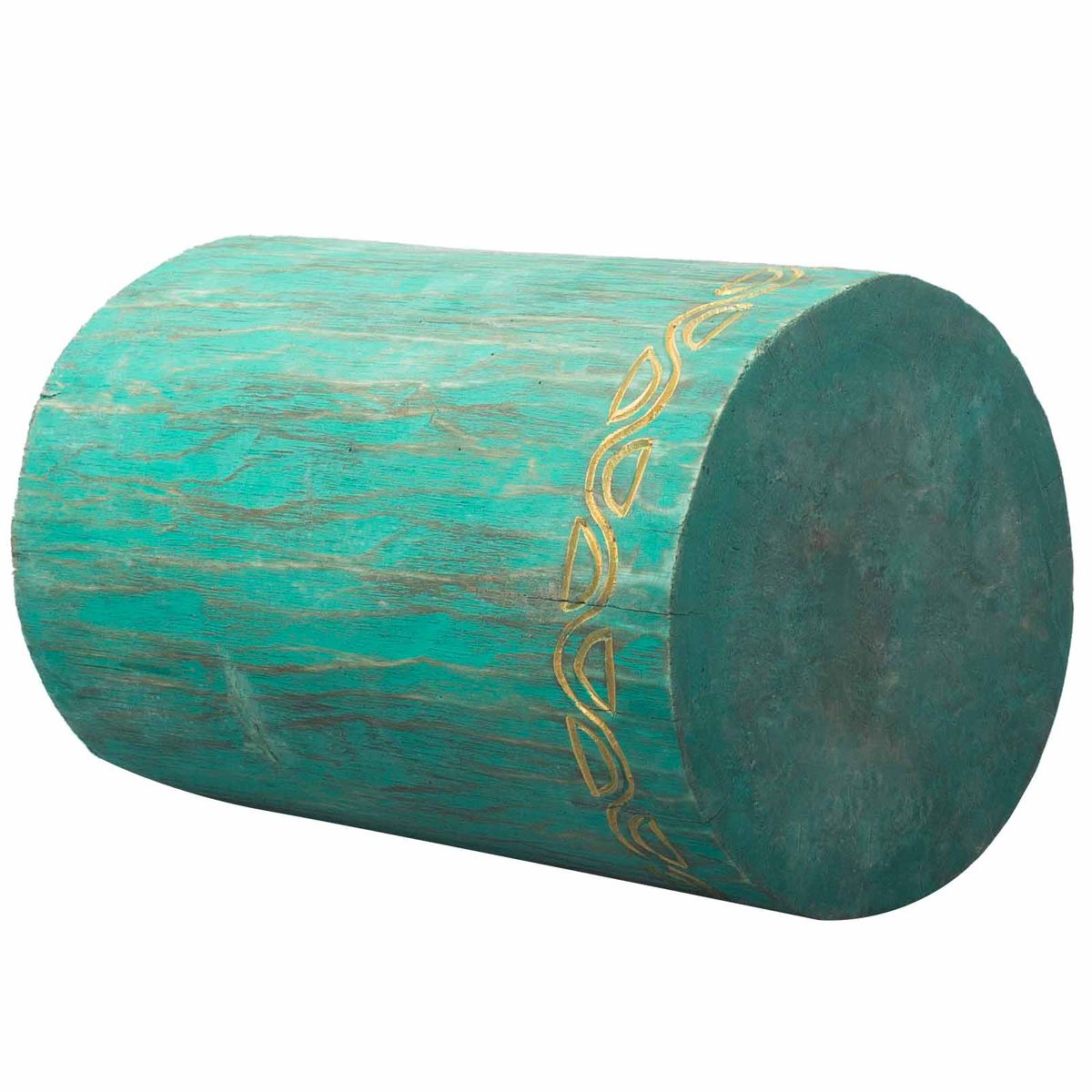 Tribal Albasia Wood Stool / Table – Turquoise