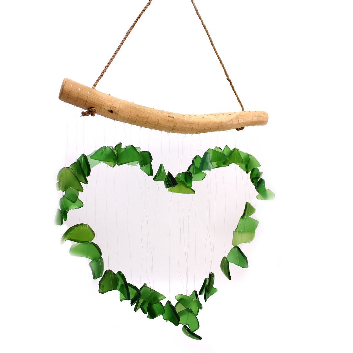 Love Glass Wind Chime – Green