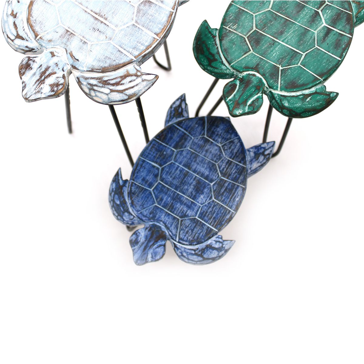 Albasia Wood Plant Stands – Turtles, Set of 3