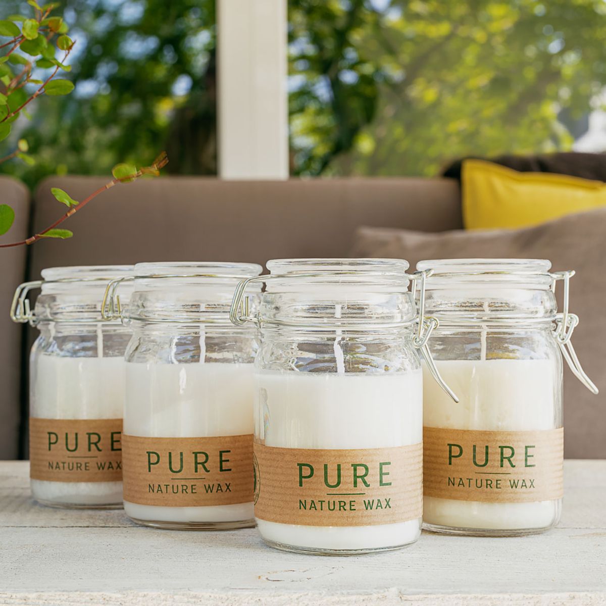 Pure Olive Wax Jar Candle – White, 120x70mm