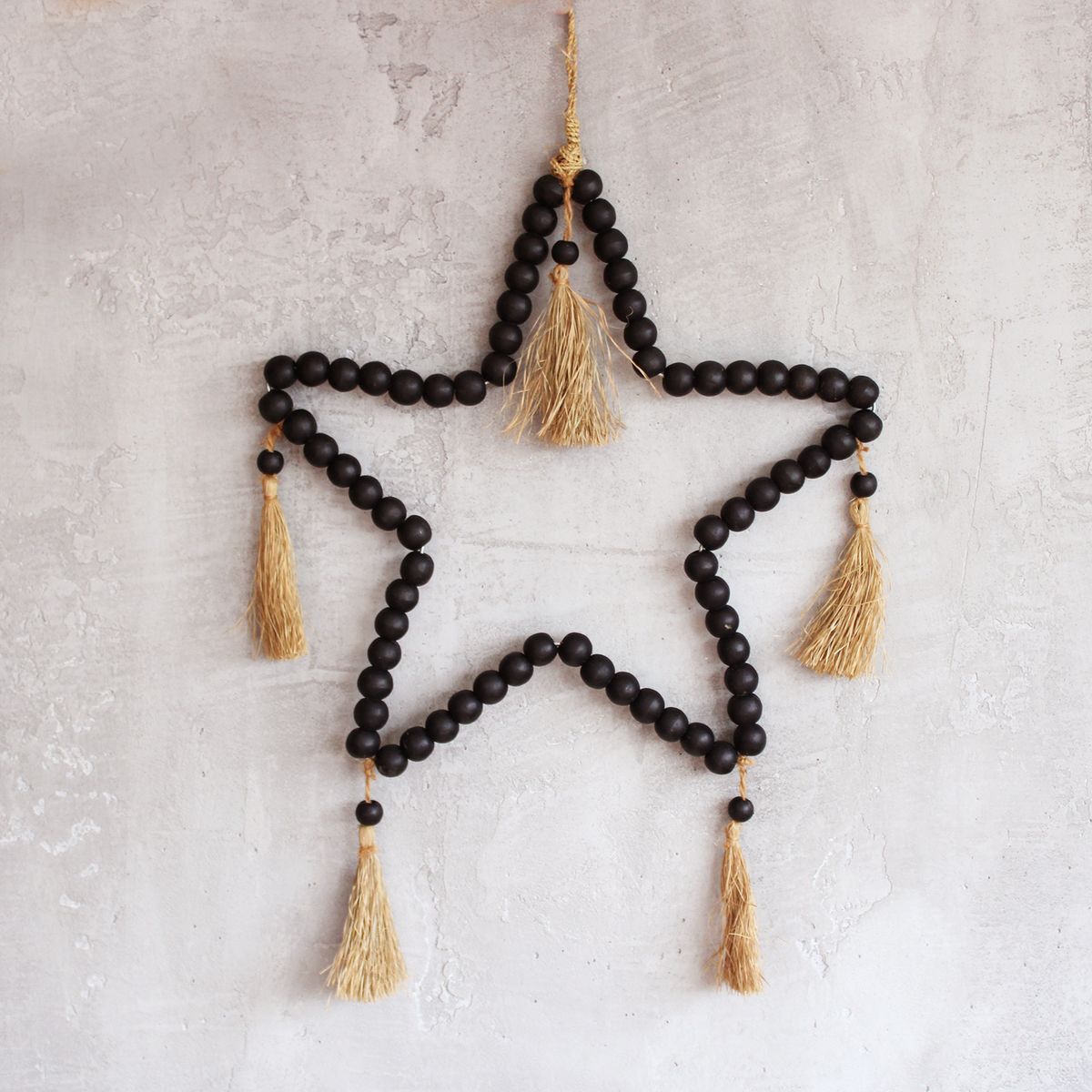 Raffia Bead Star Hanging Mobile – Large, 58x38cm