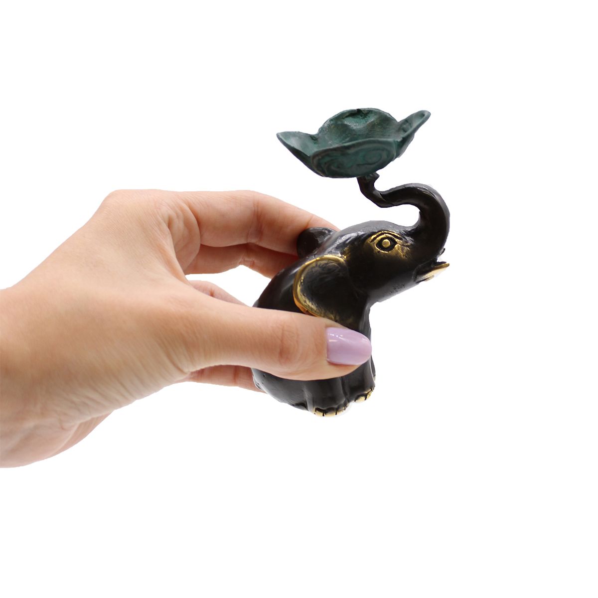 Small Brass Elephant Candle & Incense Holder