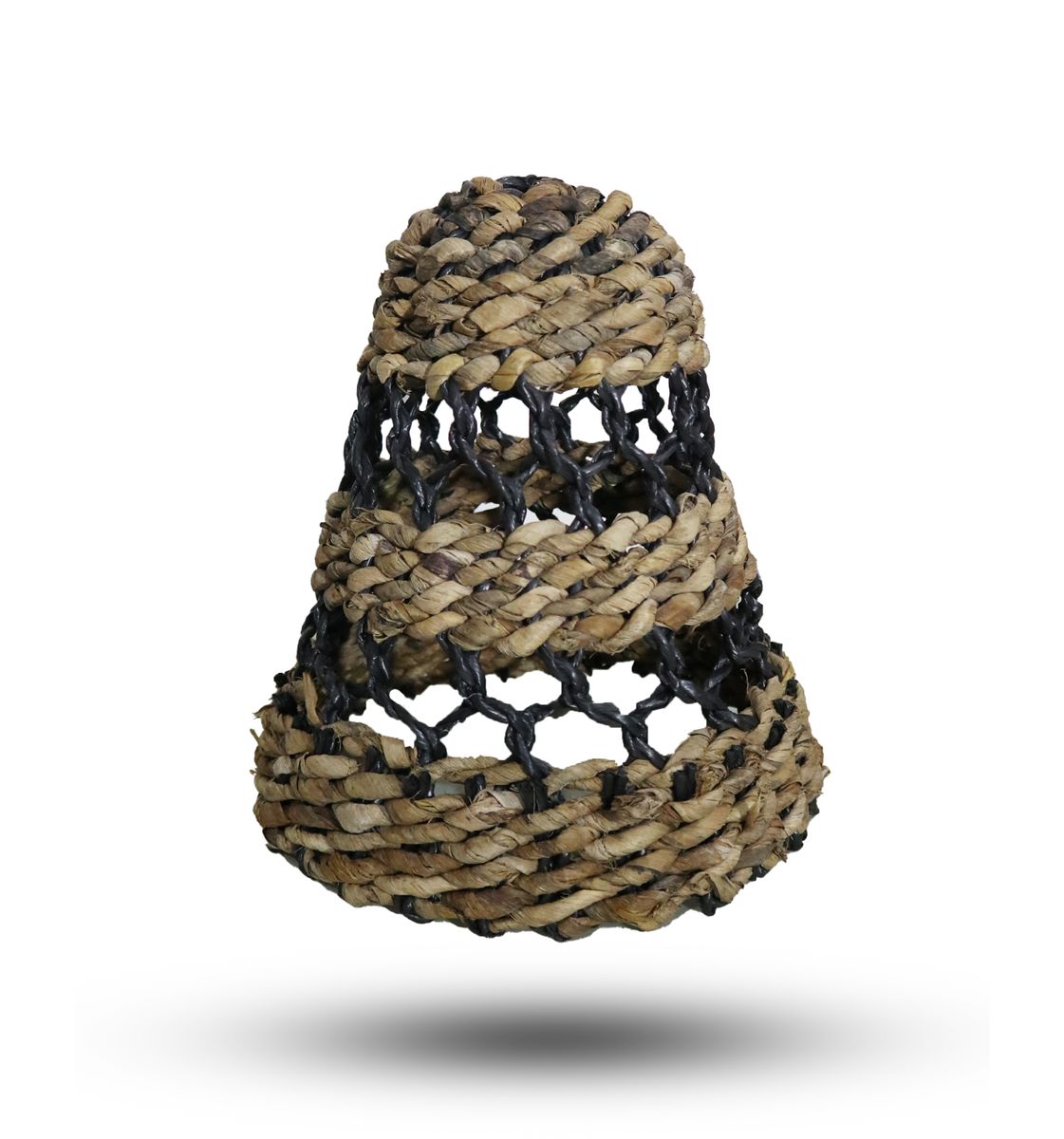 Banana Leaf & Black Raffia Lamp Shades – Set of 3
