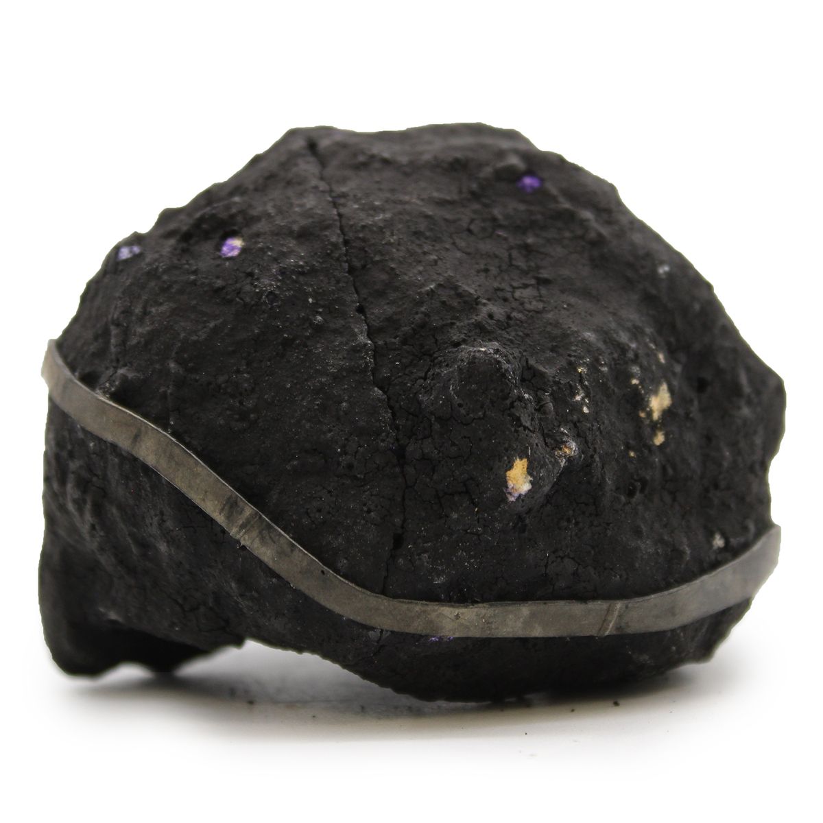 Coloured Calcite Geode in Black Rock – Purple