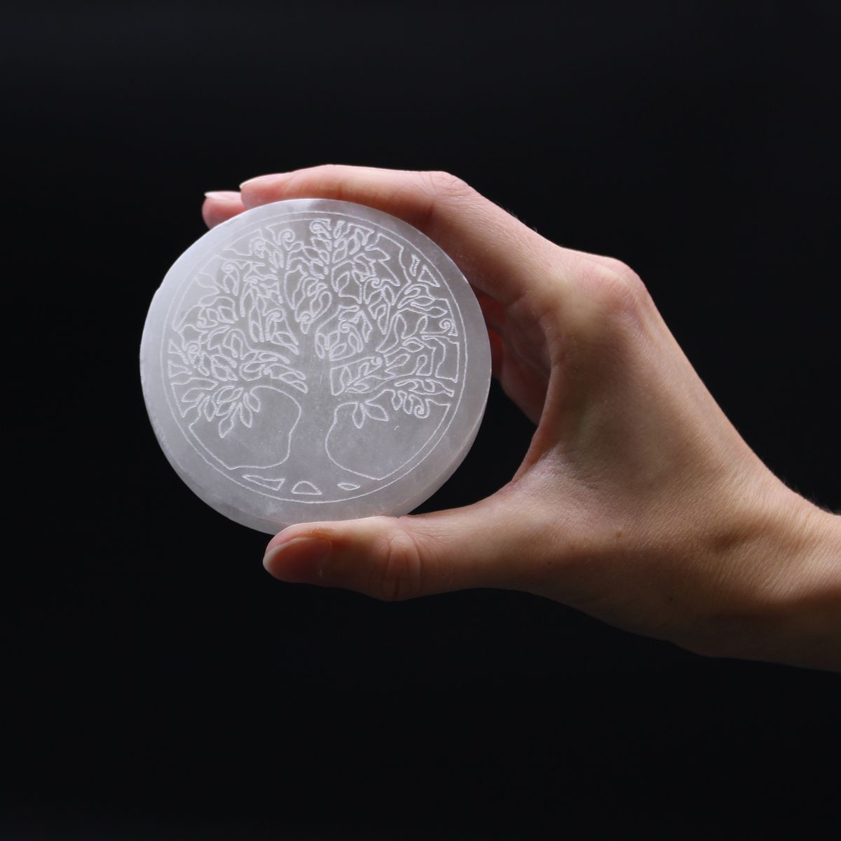 Selenite Charging Plate – Tree of Life, Small 8cm