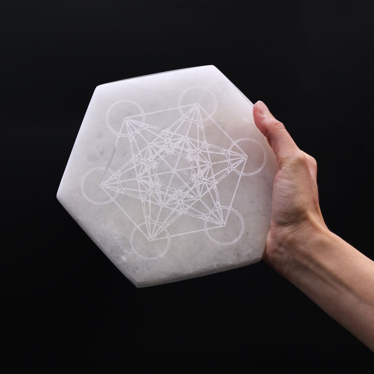 Selenite Hexagonal Charging Plate – Direction & Decision, 18cm