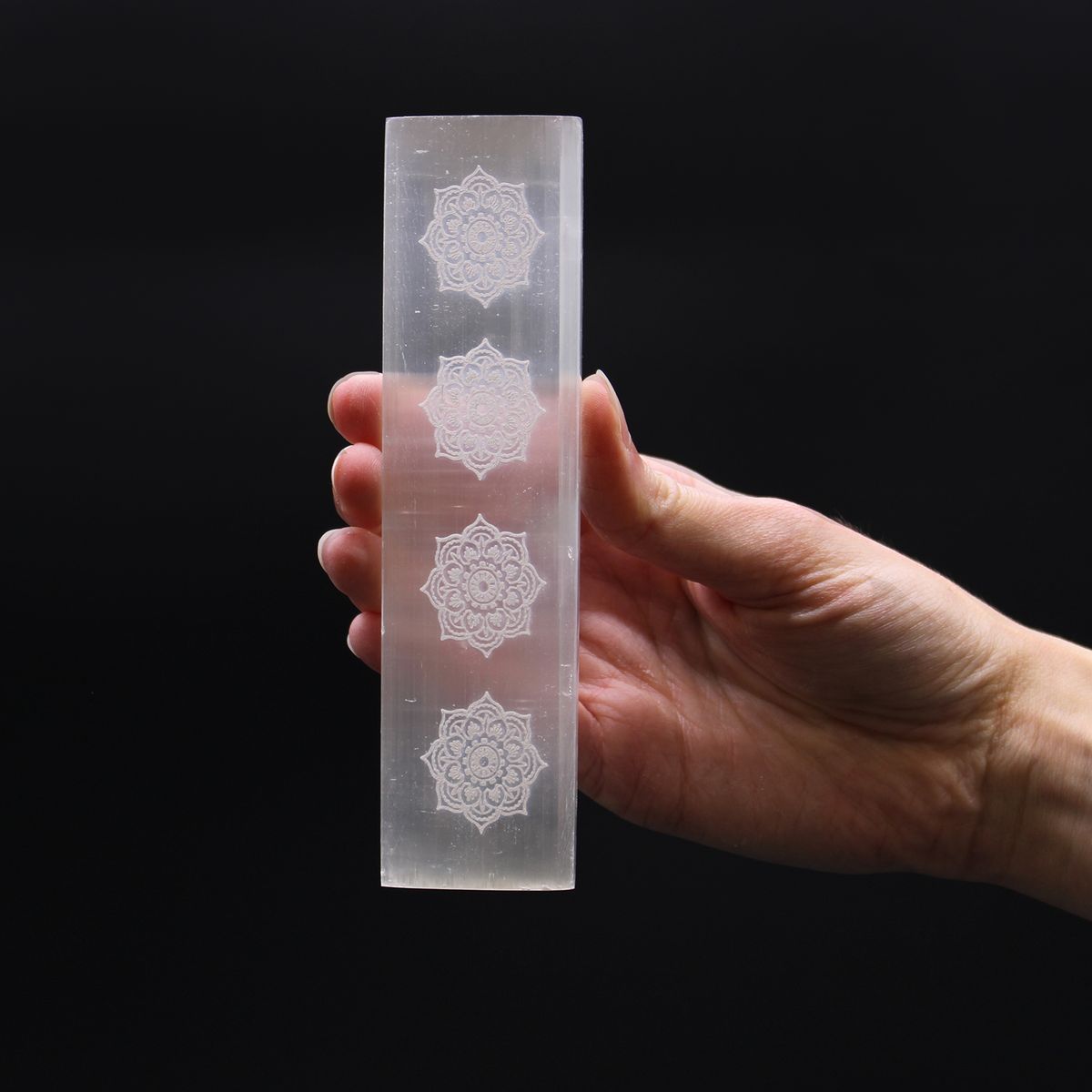 Selenite Flat Bar Charging Plate – Mandala, 15cm