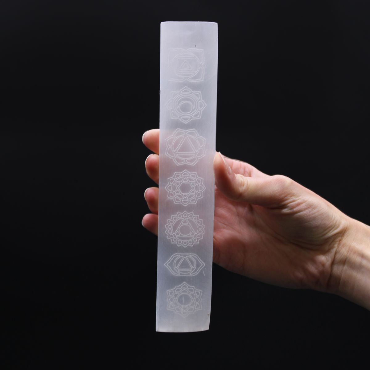 Selenite Flat Bar Charging Plate – Chakra, 20cm
