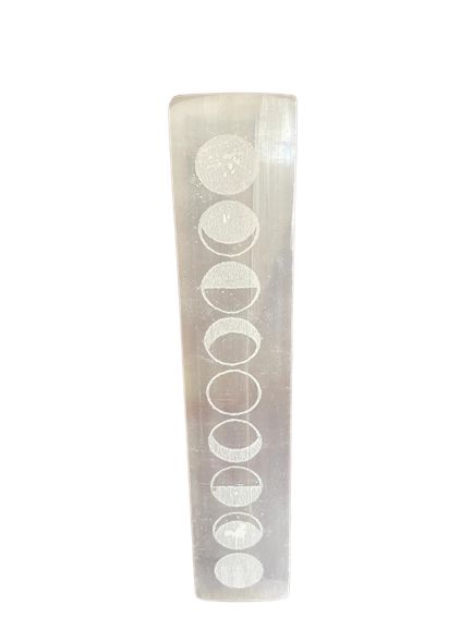 Selenite Flat Bar Charging Plate – Moon Cycles, 20cm