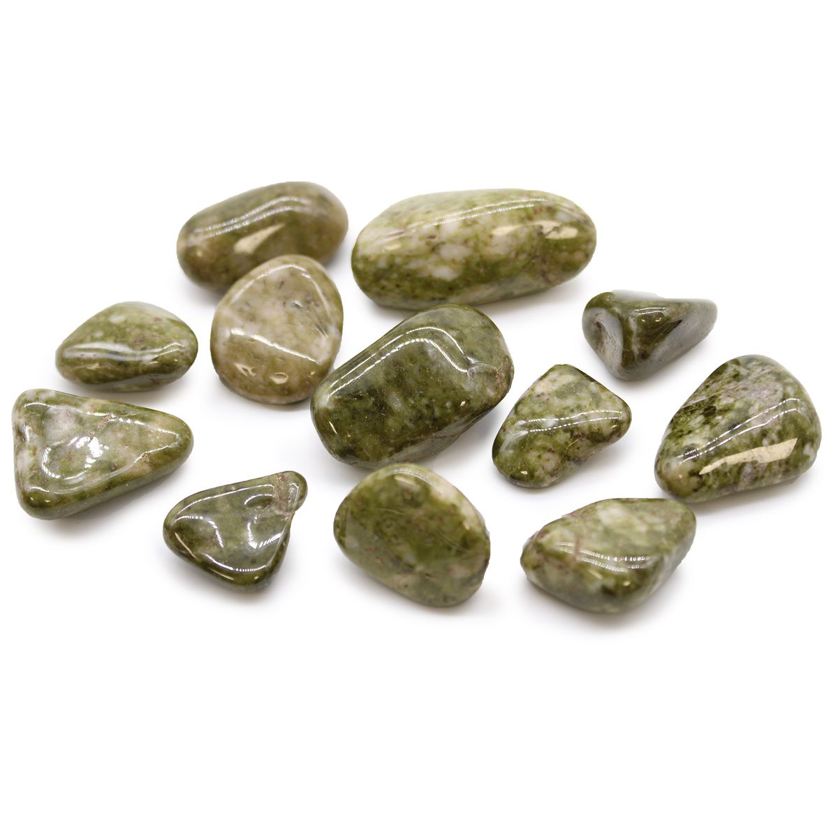Snowflake Epidote African Tumble Stones – Medium