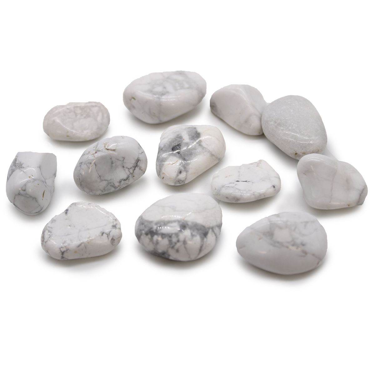 White Howlite Magnesite African Tumble Stones – Medium