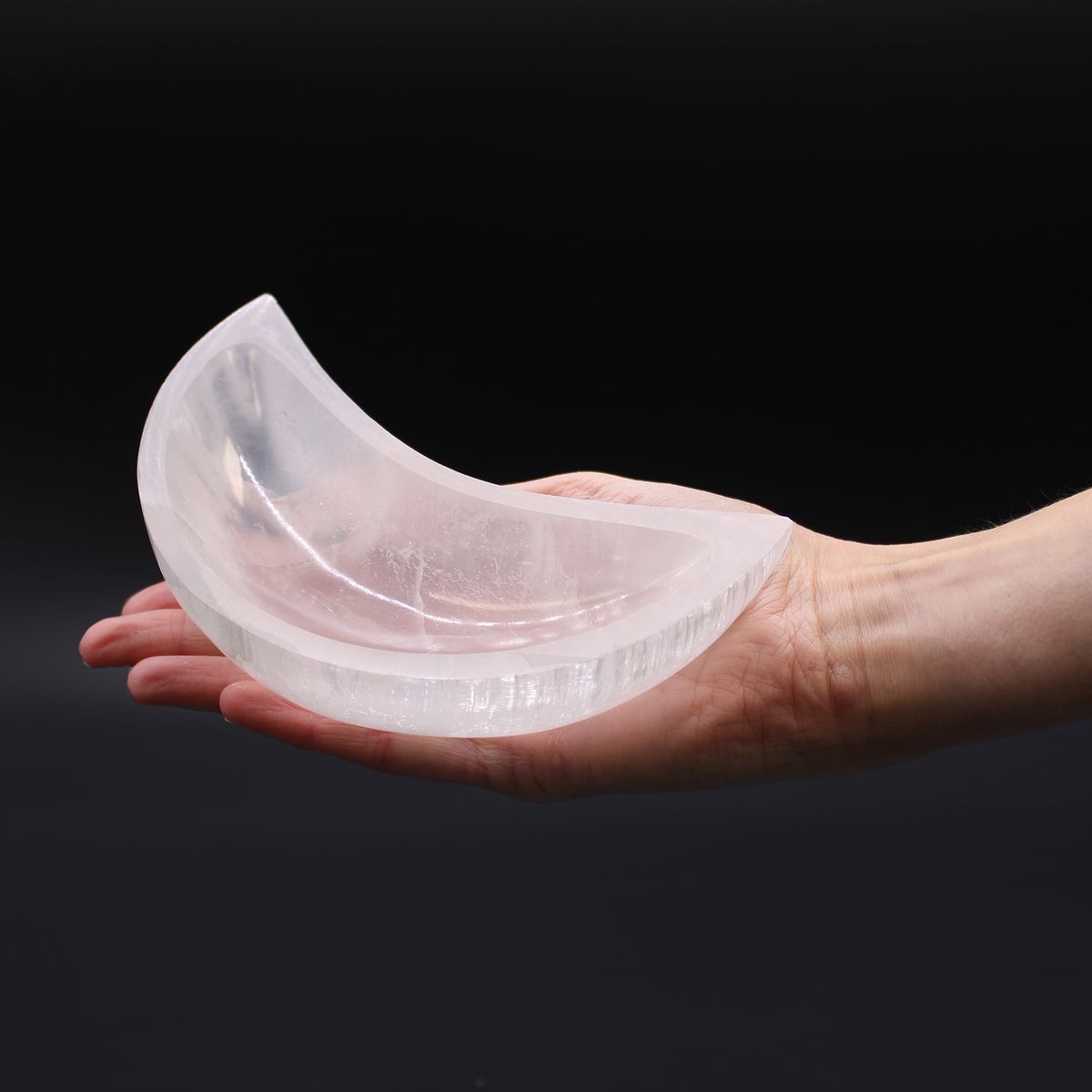 Selenite Moon Bowl – 15cm