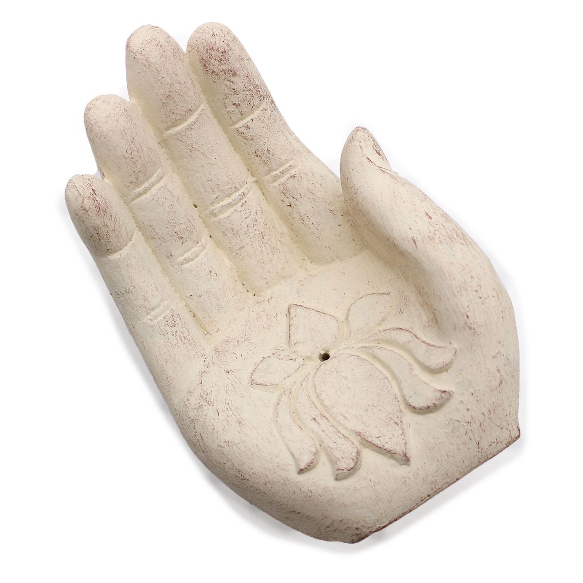 Hand Concrete Incense Burner – Lotus, White
