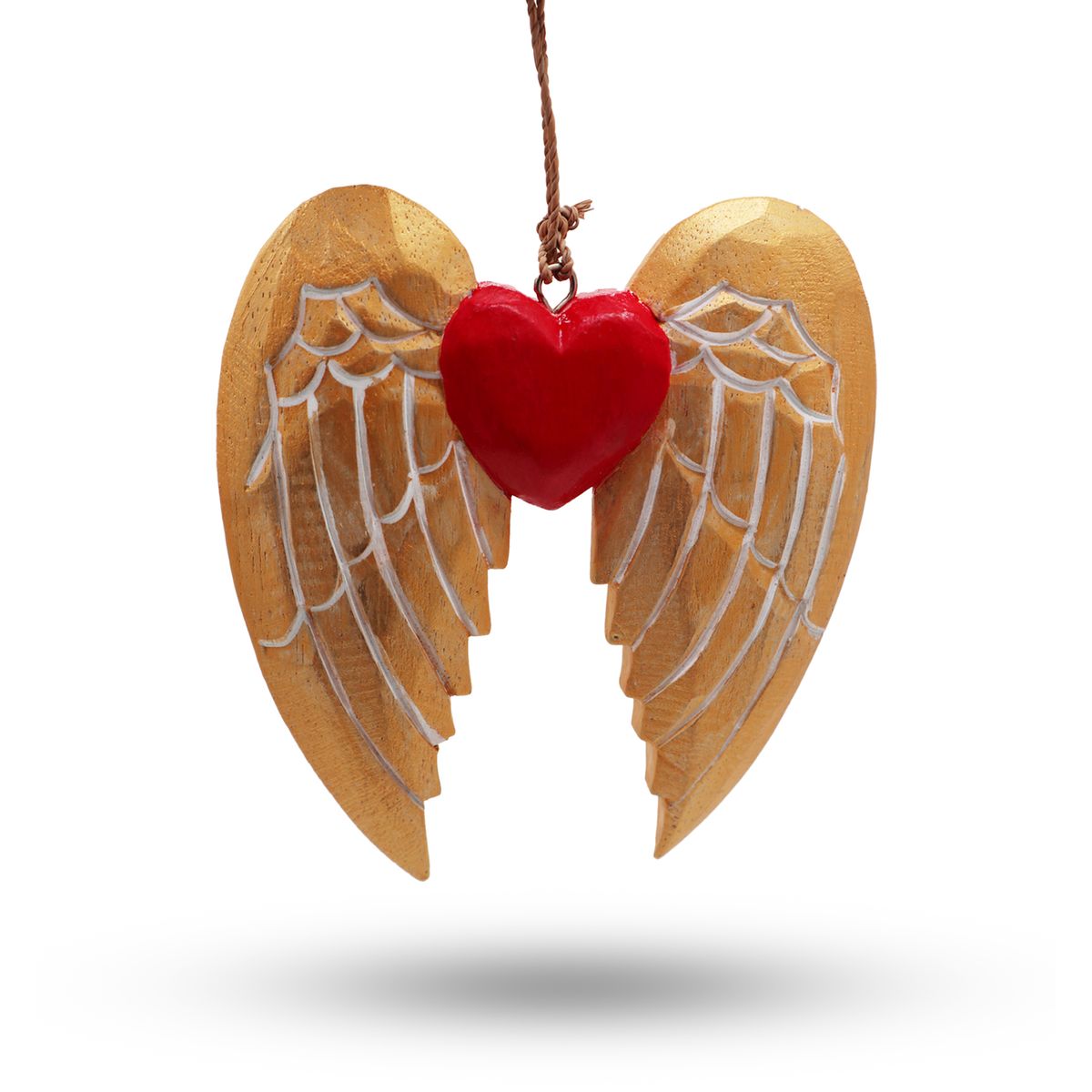 Gold Christmas Angel Wing & Heart – White Detail