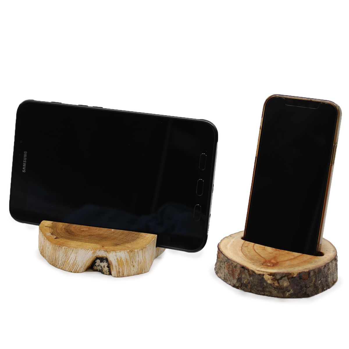 Gamal Wood Phone Holder – Whitewash, Large