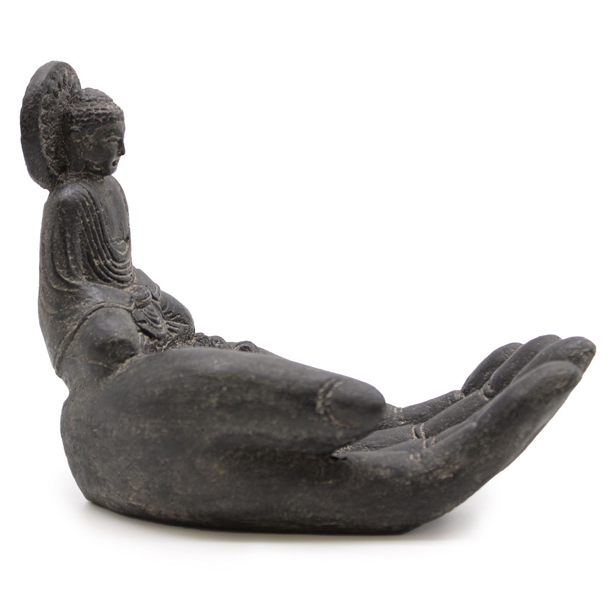 Buddha & Hand Concrete Incense Burner – Black