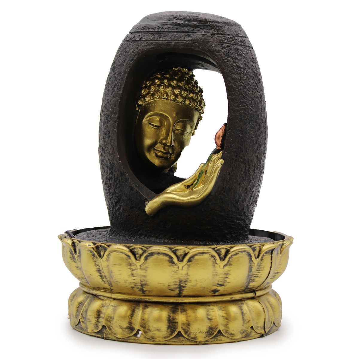 Tabletop Water Feature – Golden Buddha Vitarka Mudra, 30cm