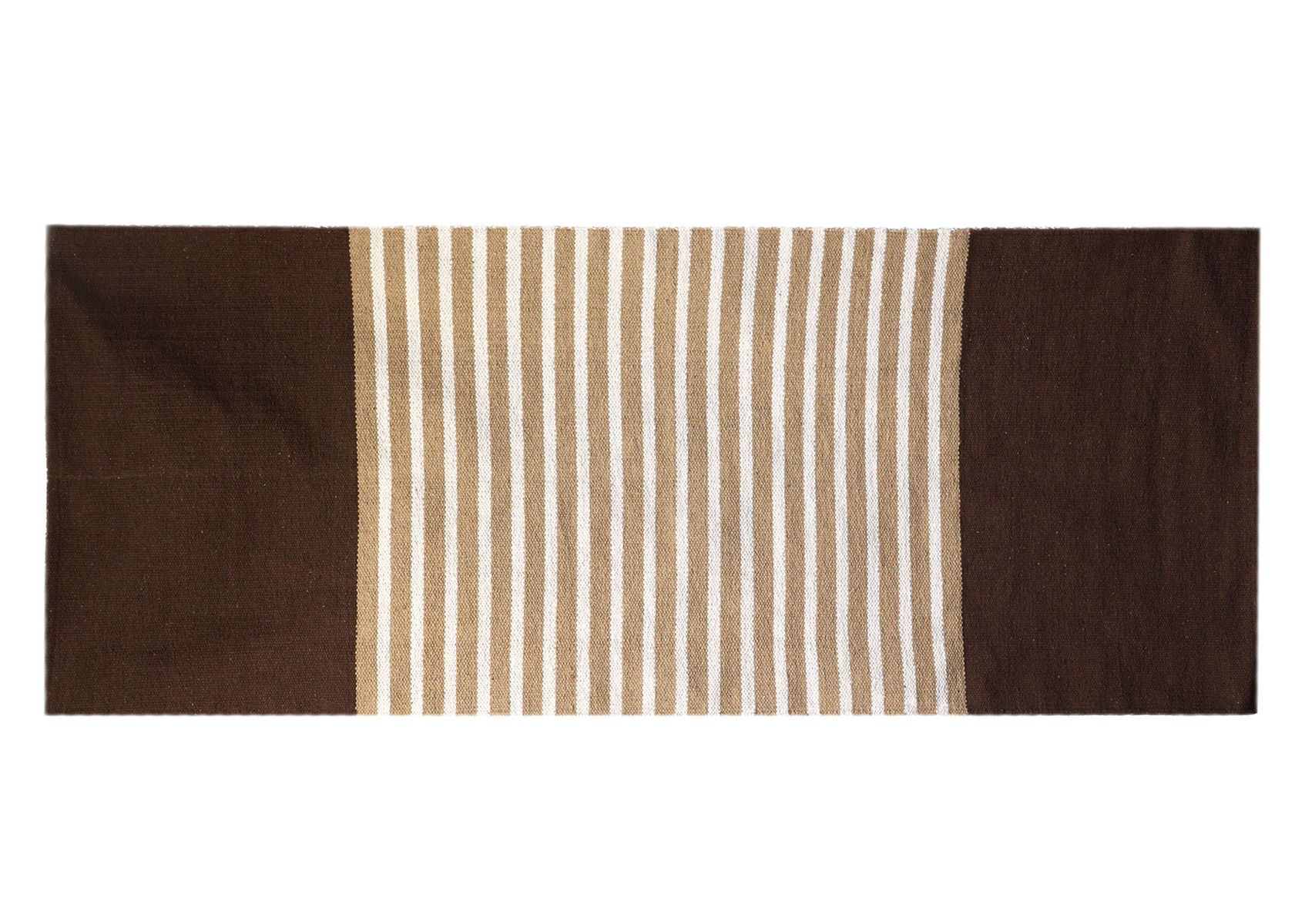 Indian Cotton Rug – Dark Brown & Beige, 70 x 170cm