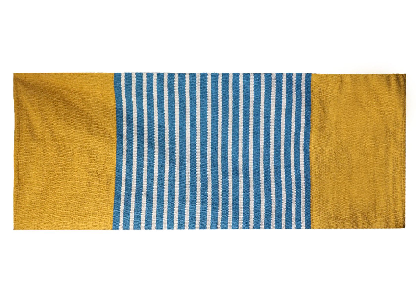 Indian Cotton Rug – Yellow & Blue, 70 x 170cm