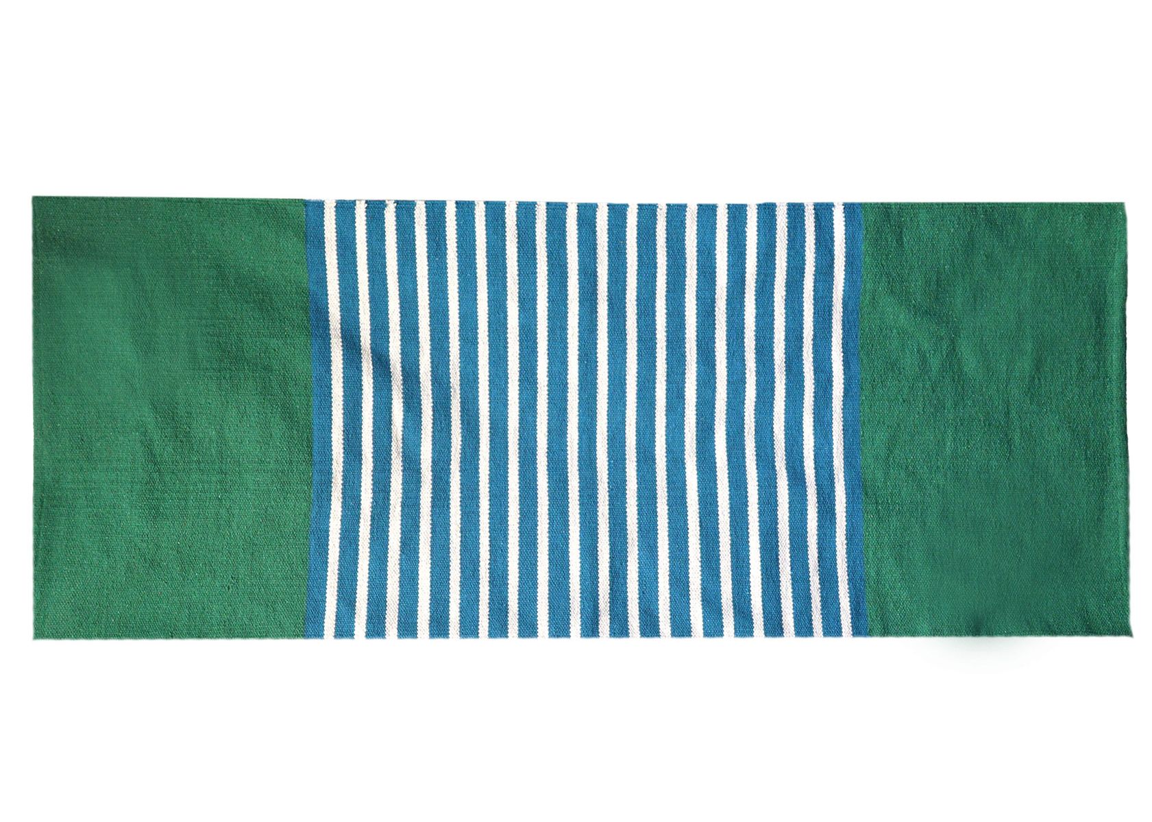 Indian Cotton Rug – Blue & Green, 70 x 170cm