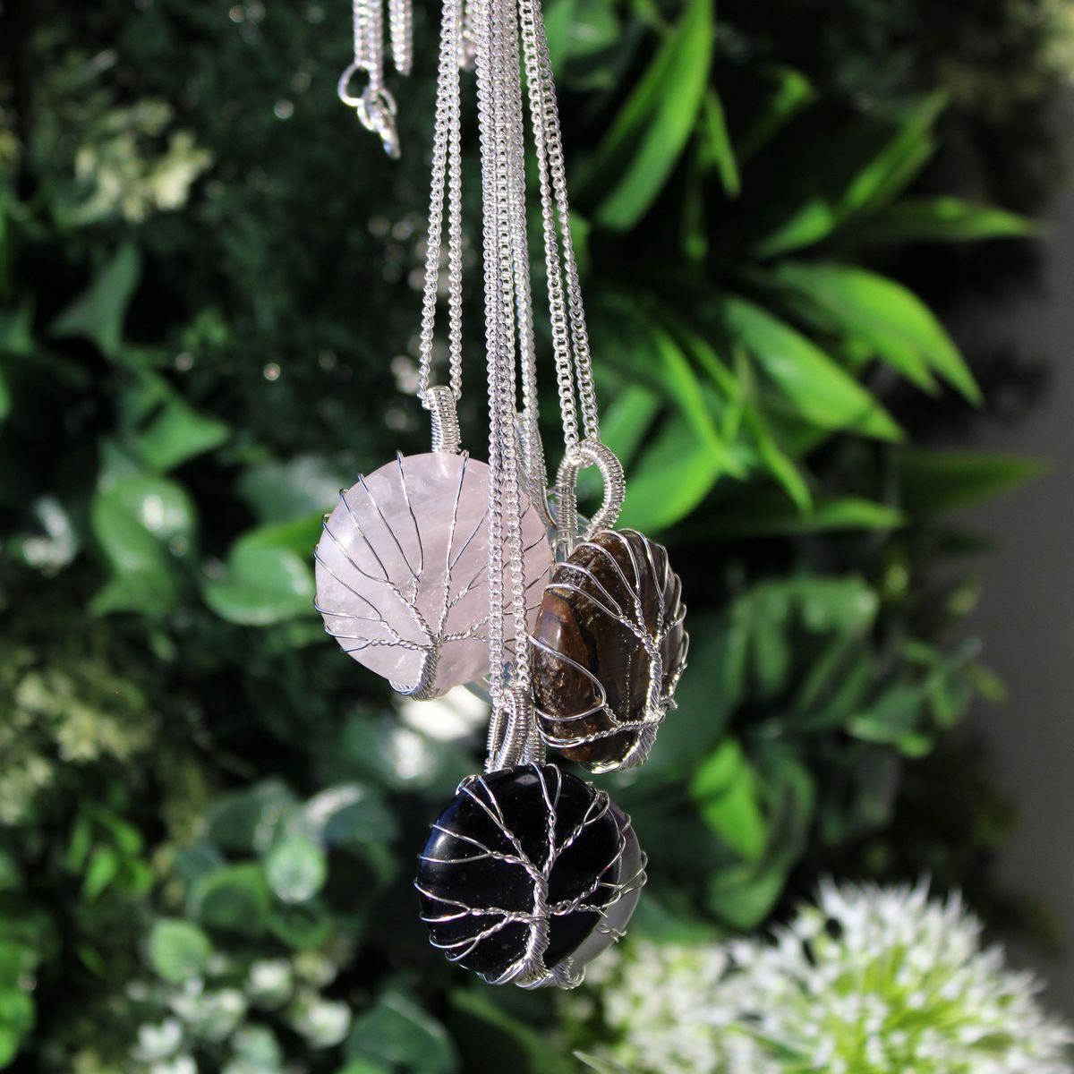 Tree of Life Gemstone Necklace – Rose Quartz
