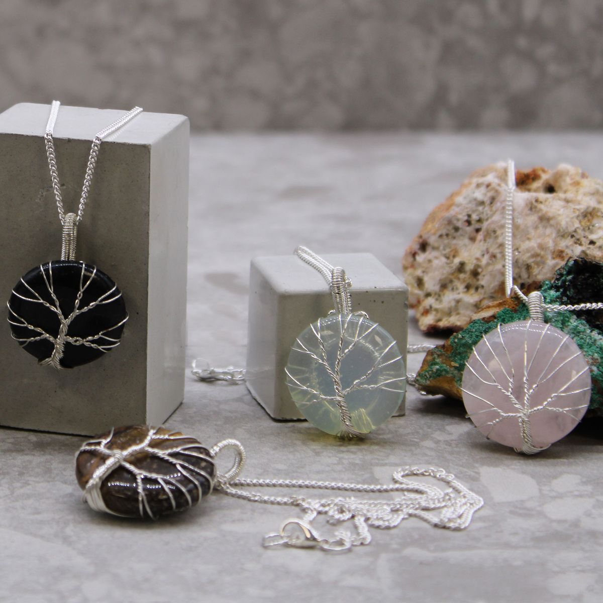 Tree of Life Gemstone Necklace – Opalite