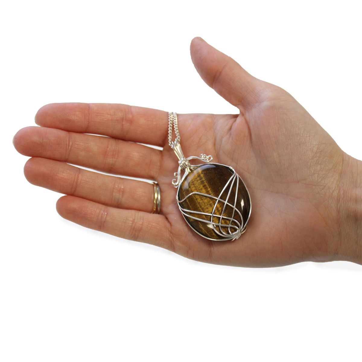 Swirl Wrapped Gemstone Necklace – Tiger Eye