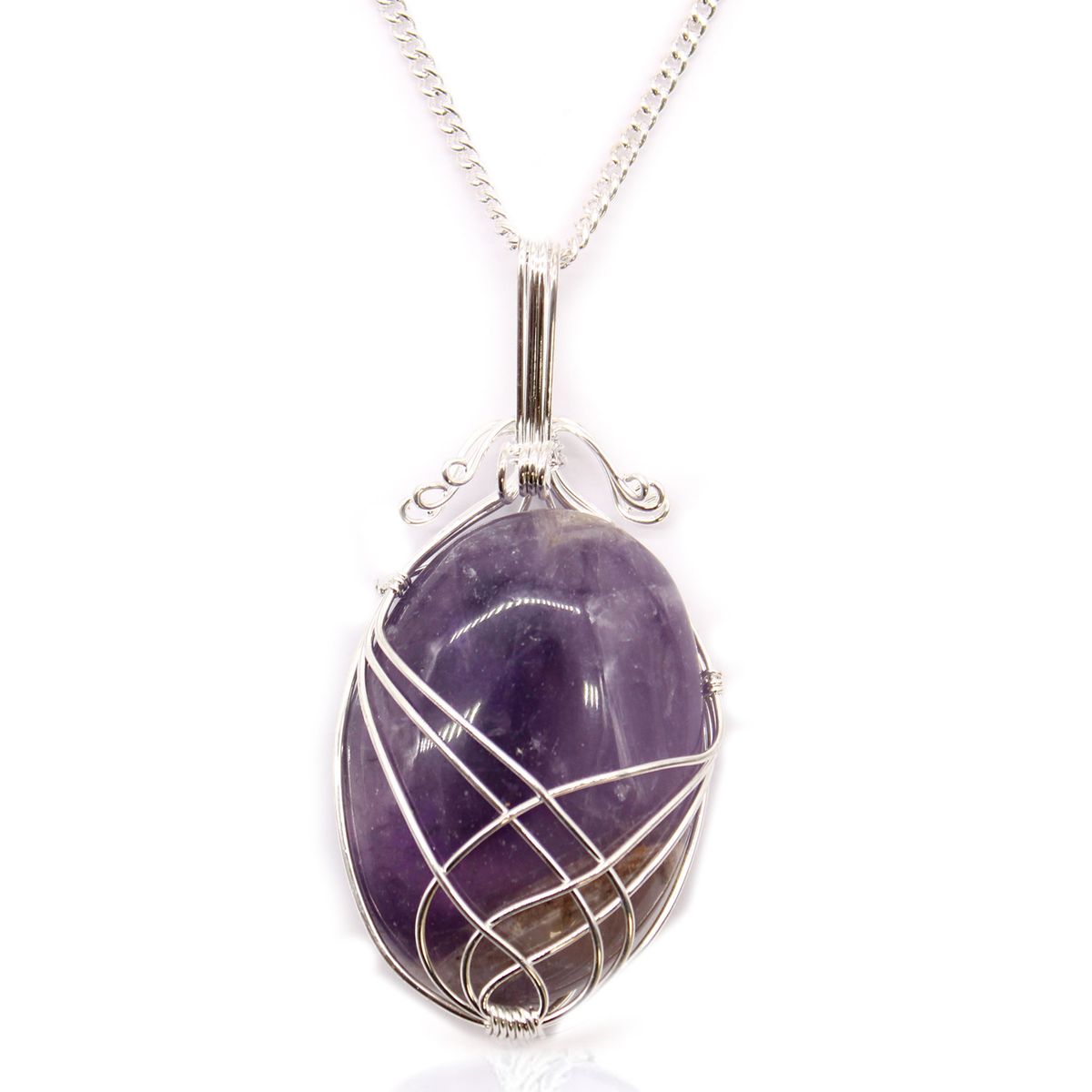 Swirl Wrapped Gemstone Necklace – Amethyst