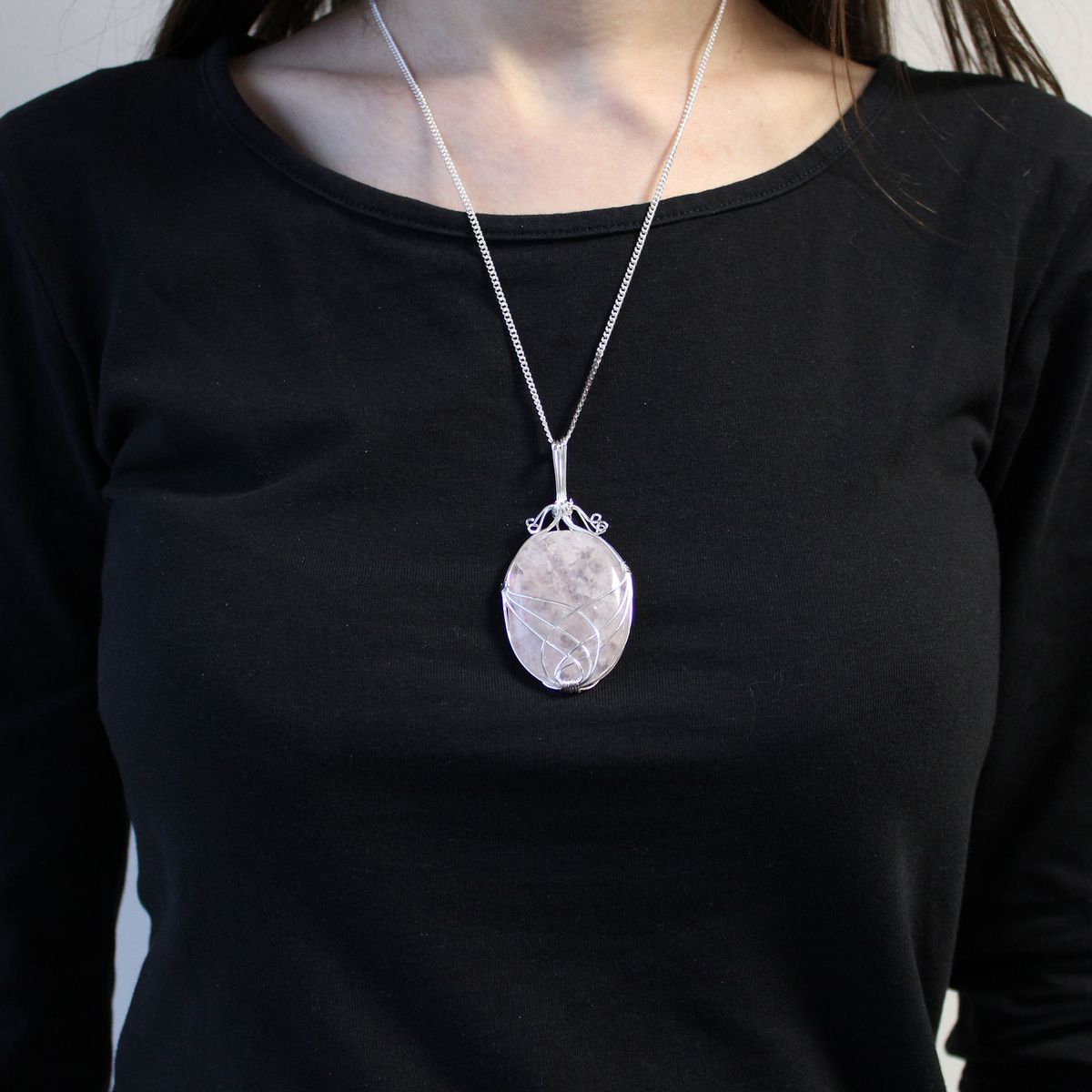 Swirl Wrapped Gemstone Necklace – Opalite