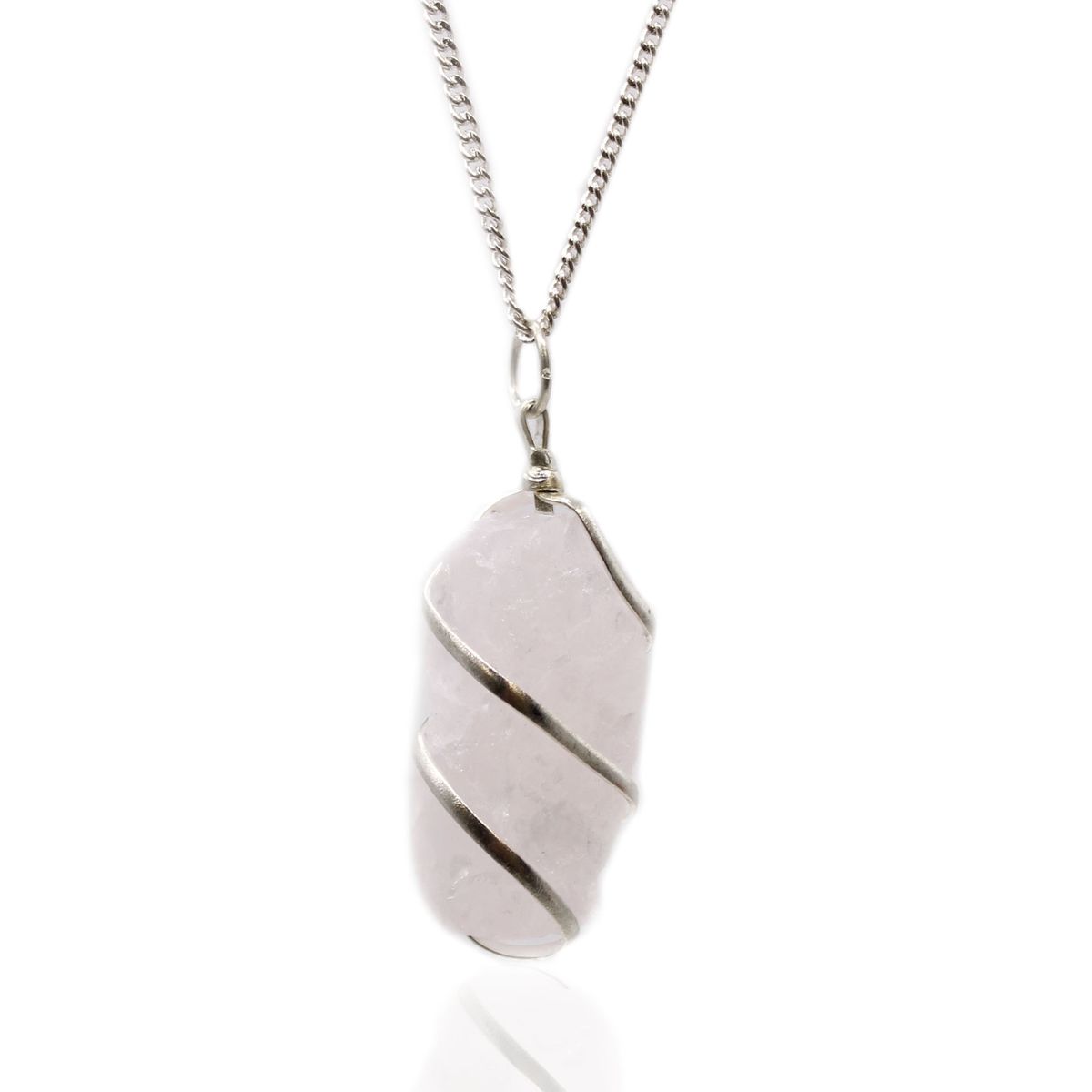 Cascade Wire Wrapped Gemstone Necklace – Rough Rose Quartz