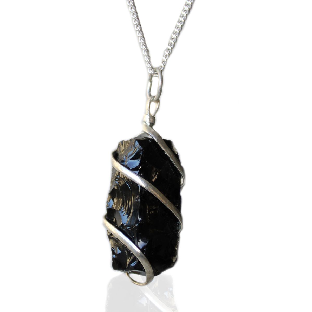 Cascade Wire Wrapped Gemstone Necklace – Rough Black Onyx