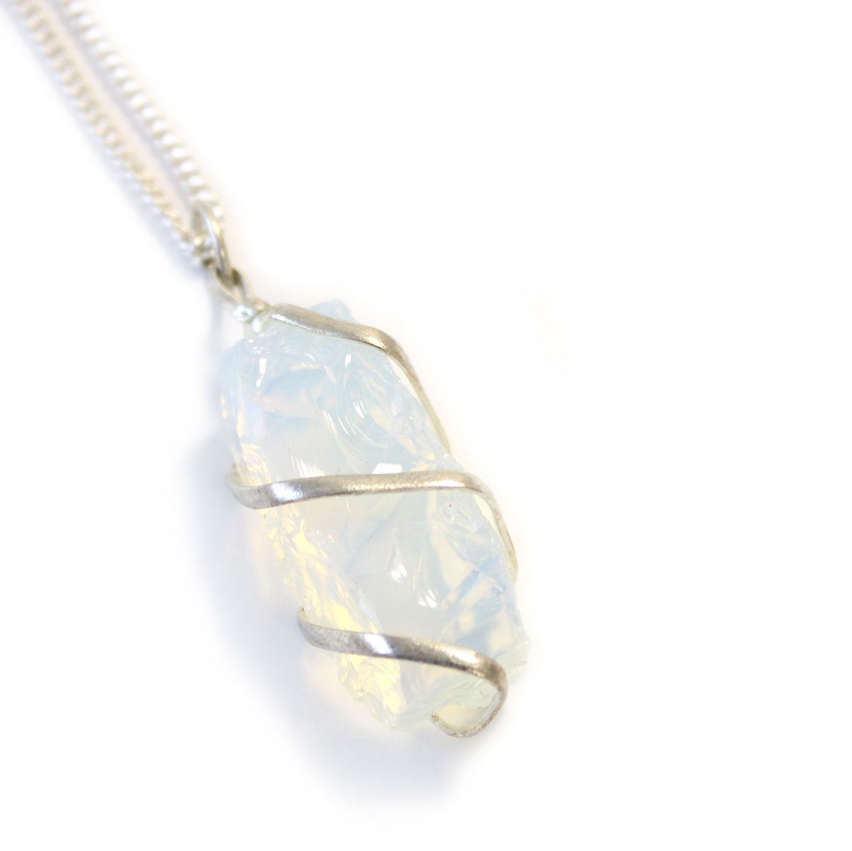 Cascade Wire Wrapped Gemstone Necklace – Rough Opalite