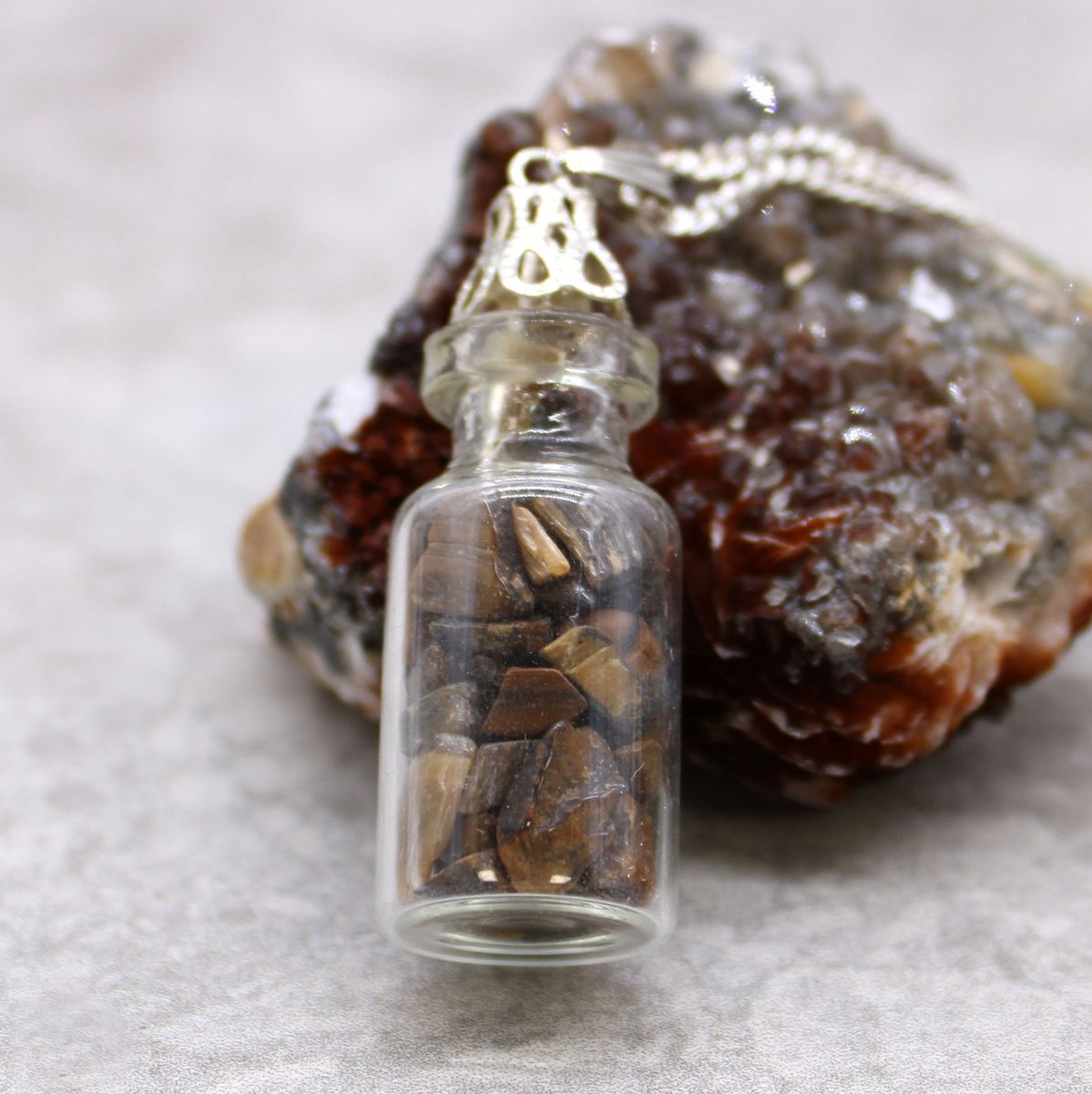 Bottled Gemstones Necklace – Tiger Eye