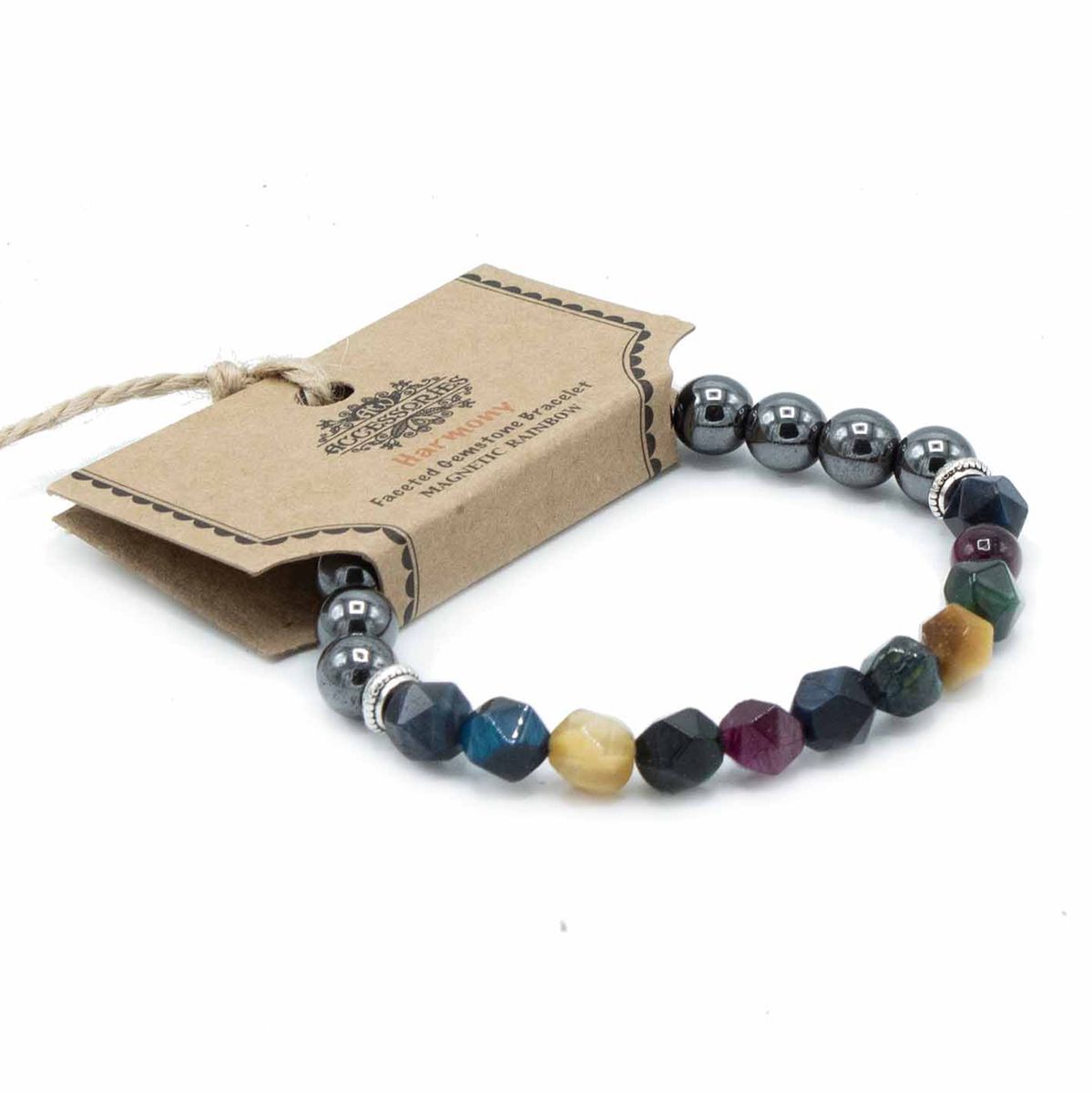 Faceted Magnetic Gemstone Bracelet – Rainbow